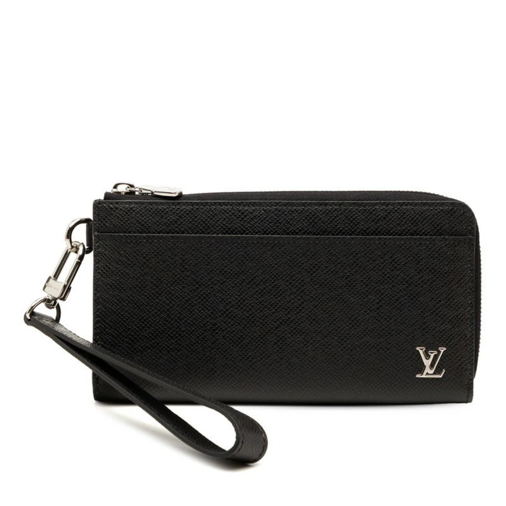 Louis Vuitton Taiga Zippy Dragonne Long Wallet Noir Black Leather